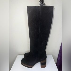 Women’s Tory Burch Platform Suede Leather Black Brown Tall Knee Boots Sz 7